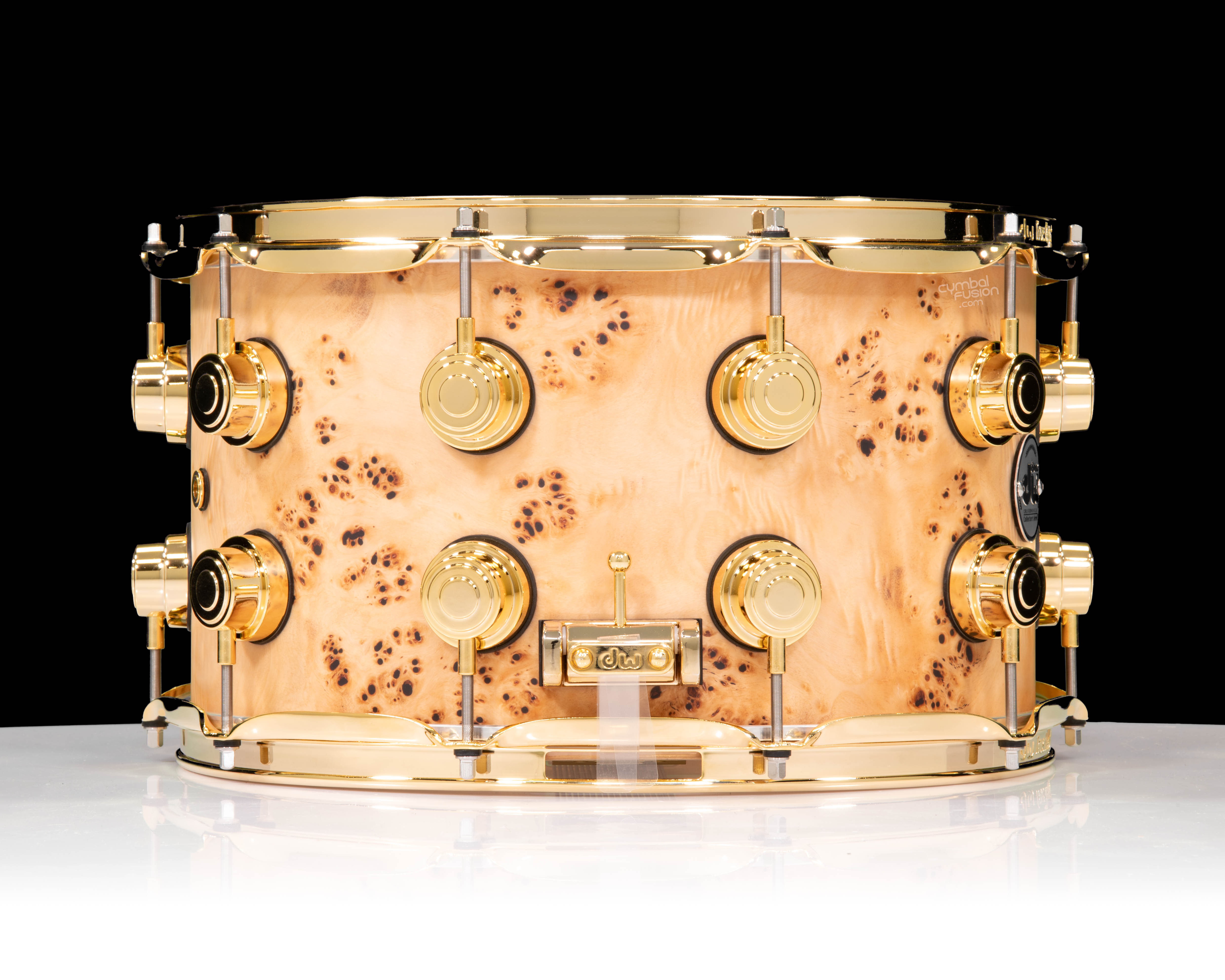 DW Collector's 8x14 Natural Hard Satin over Mapa Burl - Gold
