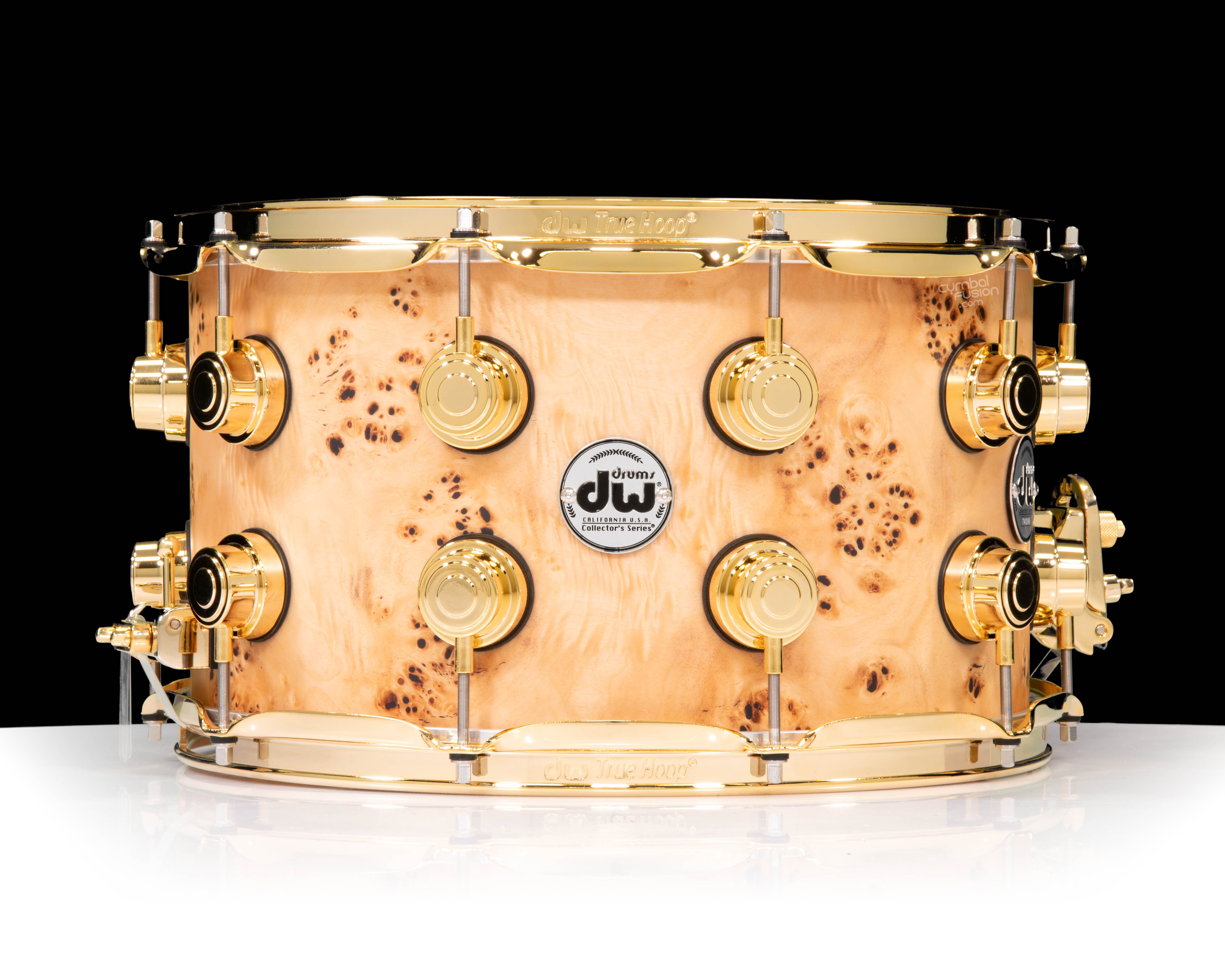 DW Collector's 8x14 Natural Hard Satin over Mapa Burl - Gold