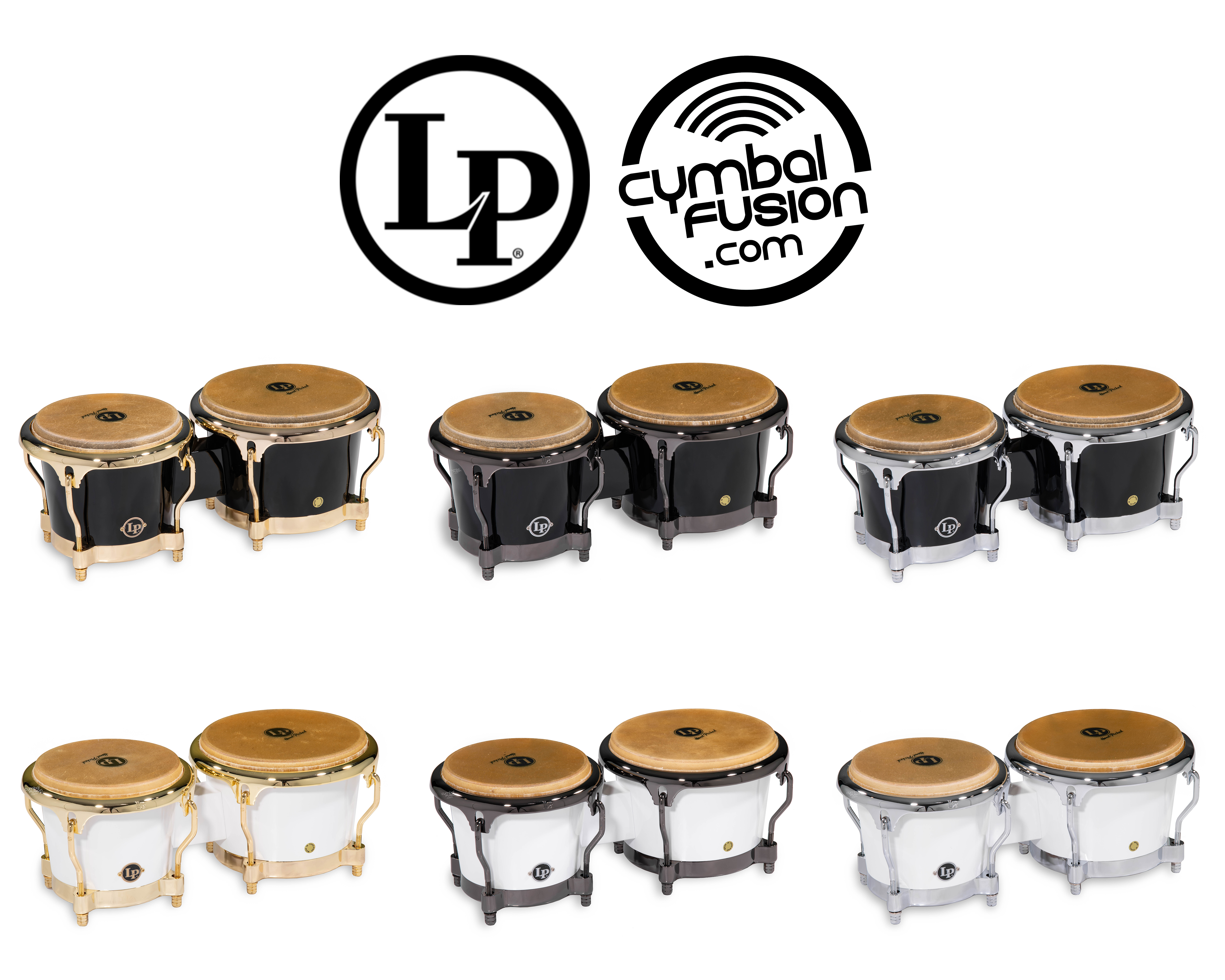 LP Limited Edition Mango Bongo Set - Piano Black w/Gold Hardware