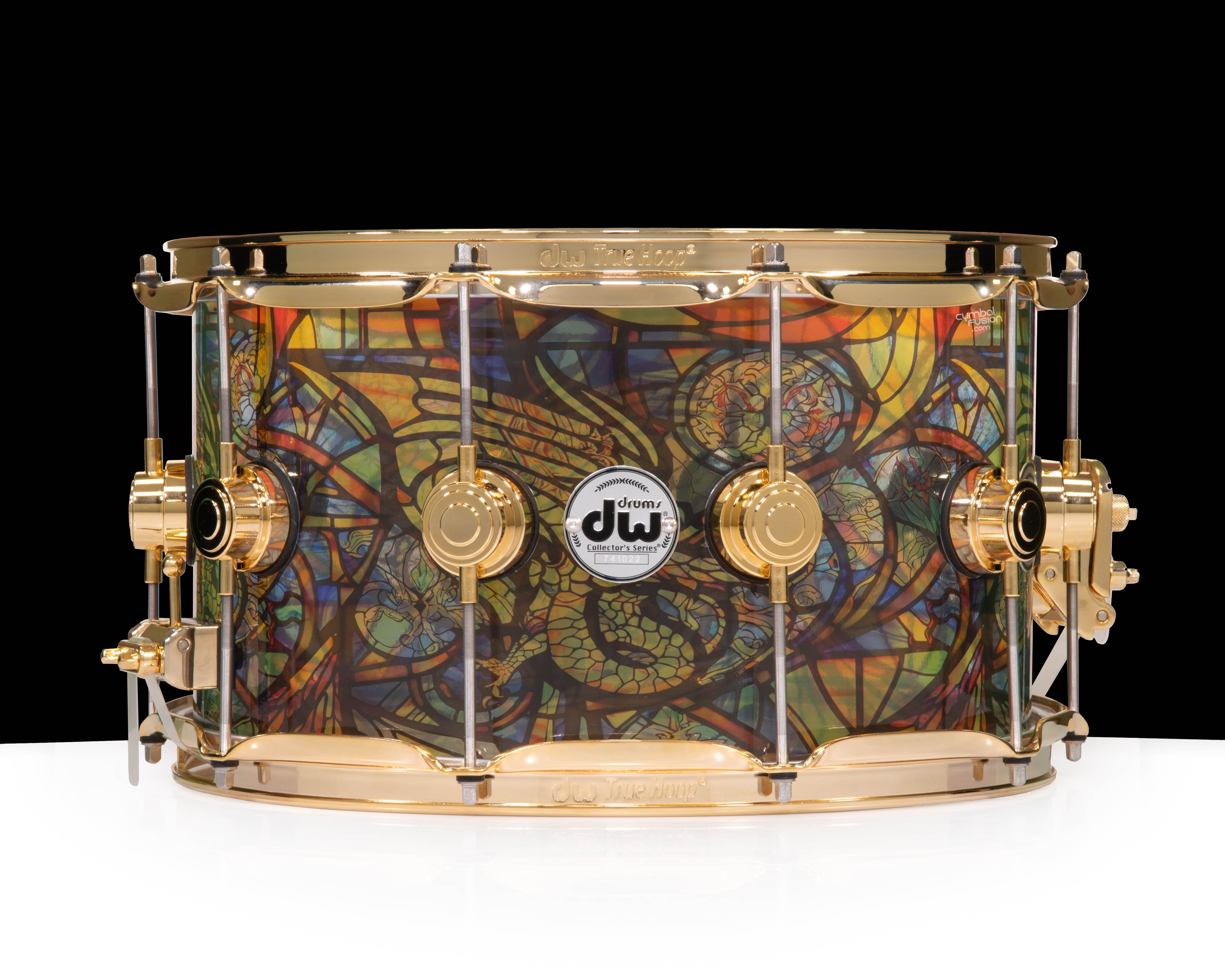 DW Collector's Stained Glass Dragon Acrylic 8x14 Snare - Gold