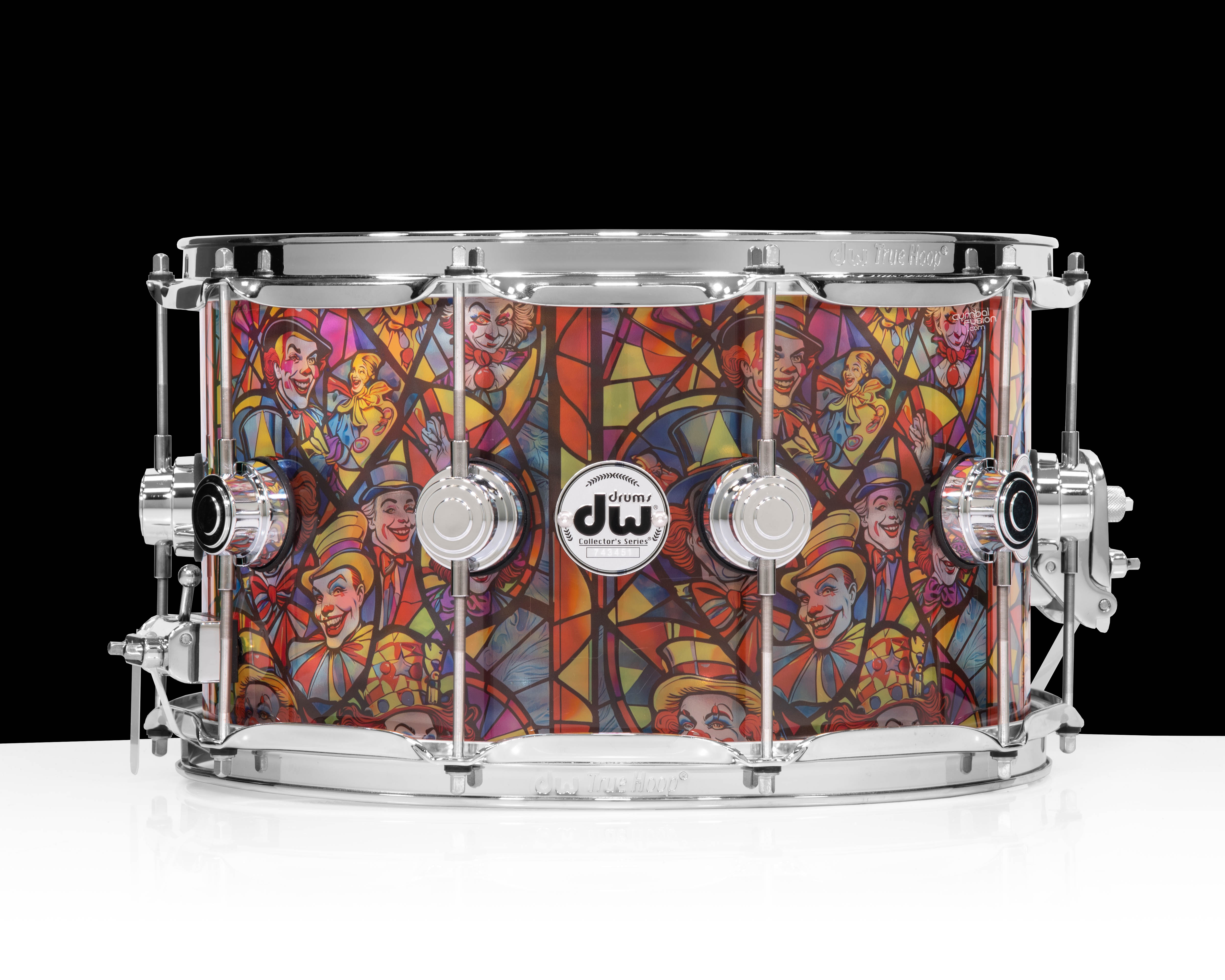 DW Collector's Stained Glass Clown Acrylic 8x14 Snare - Chrome