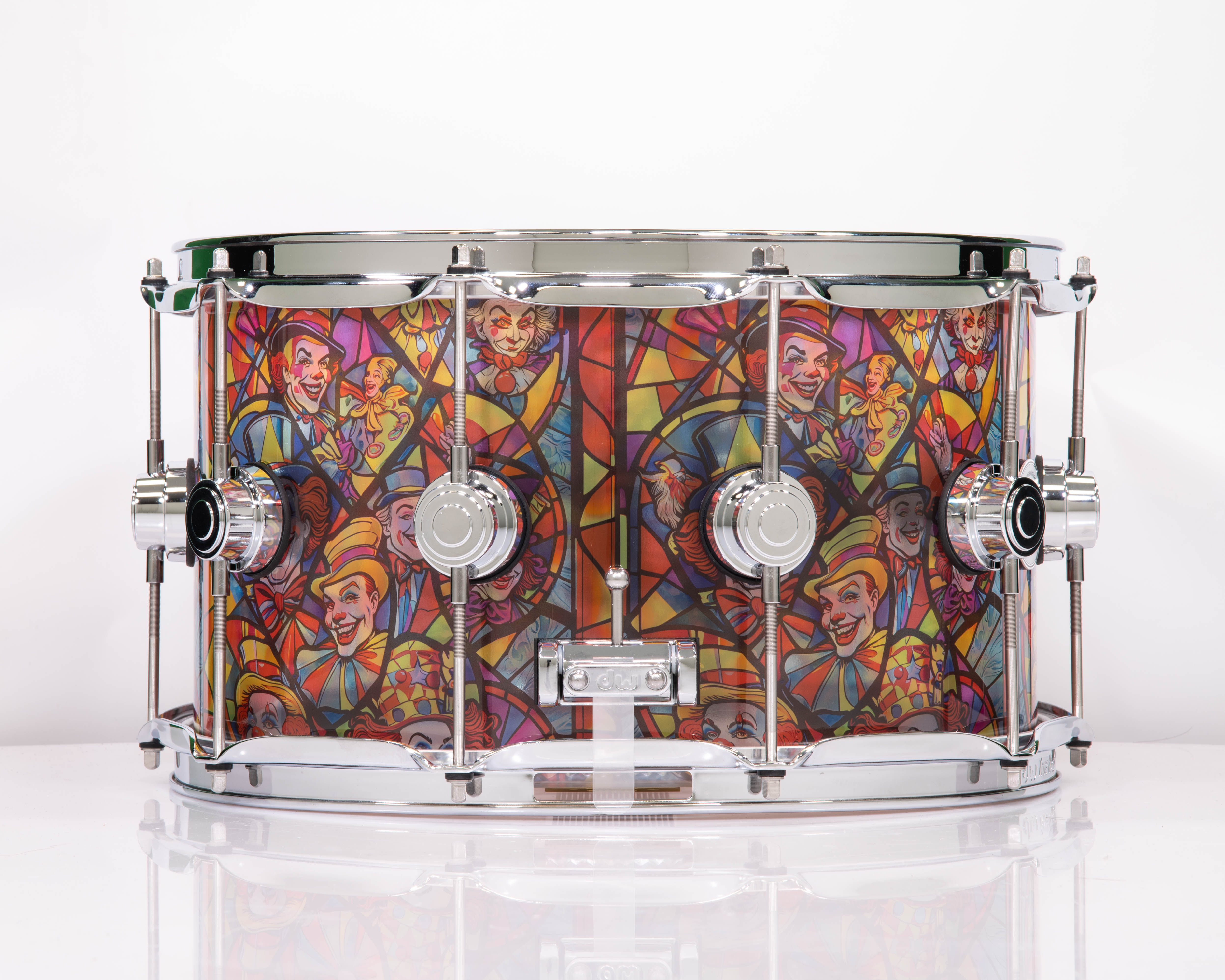 DW Collector's Stained Glass Clown Acrylic 8x14 Snare - Chrome