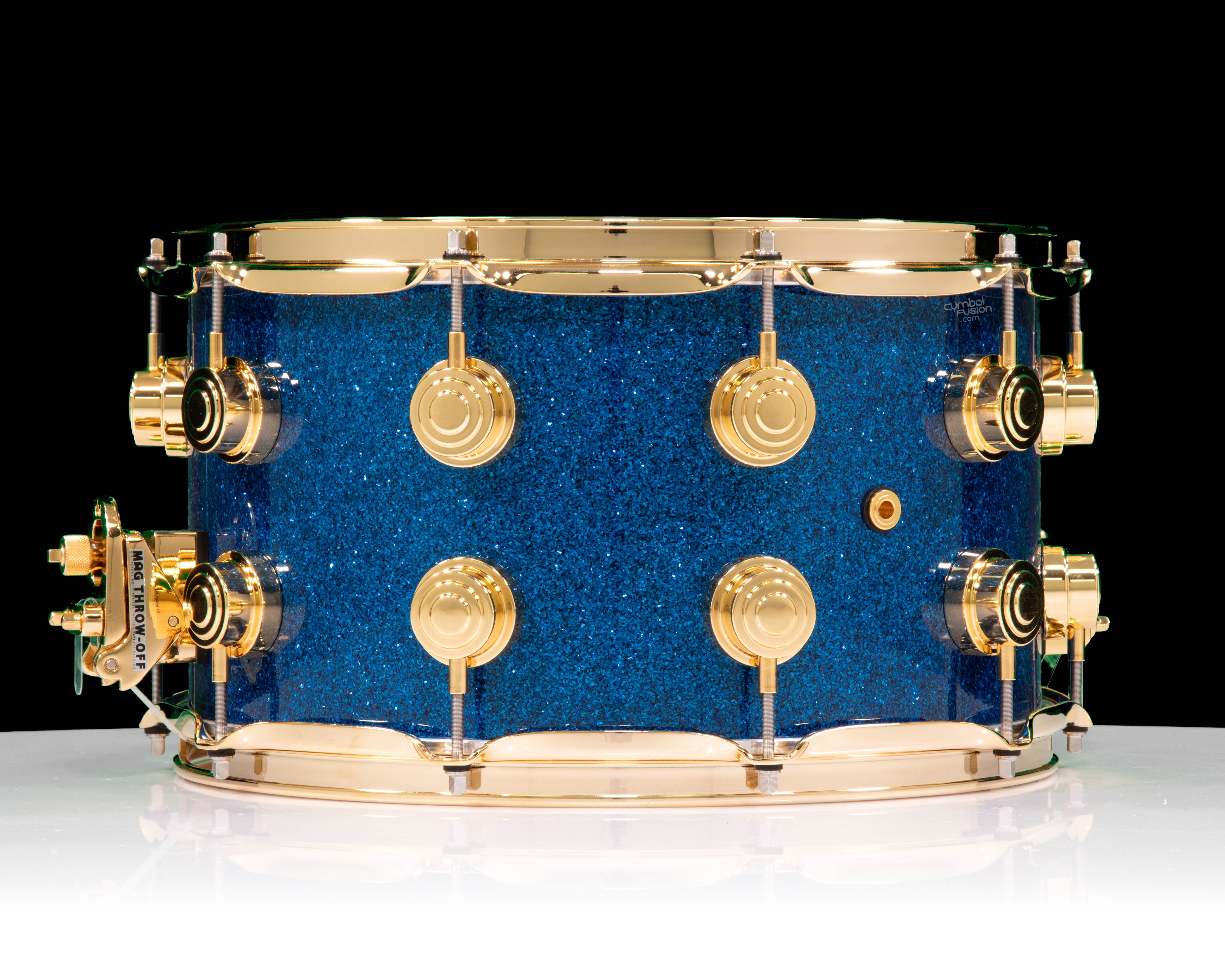 DW Collector's 8x14 Maple Snare Drum – Blue Glass w/ Gold