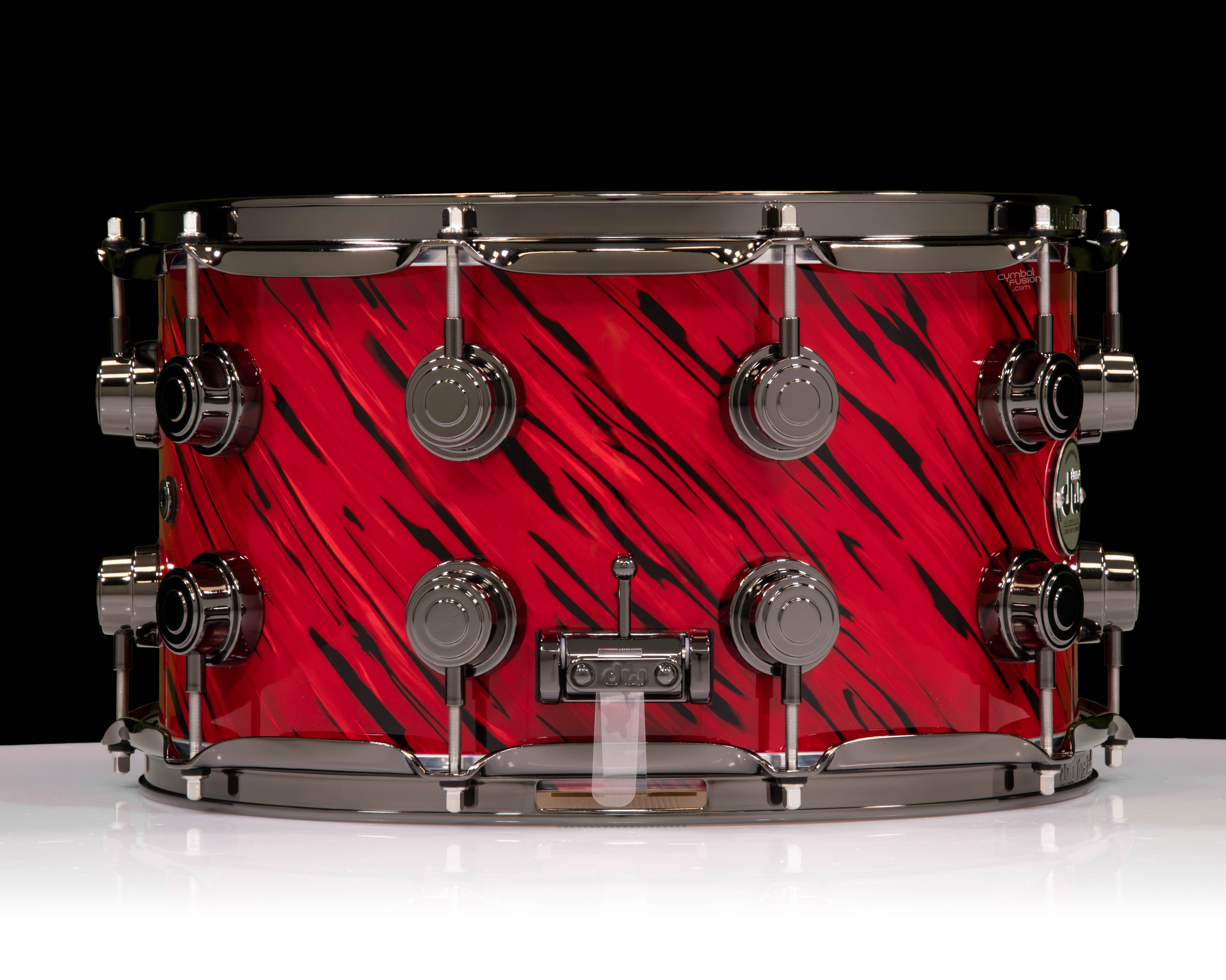 DW Collector's SonicPly 8x14 Snare - Twisted Red Lava with Black