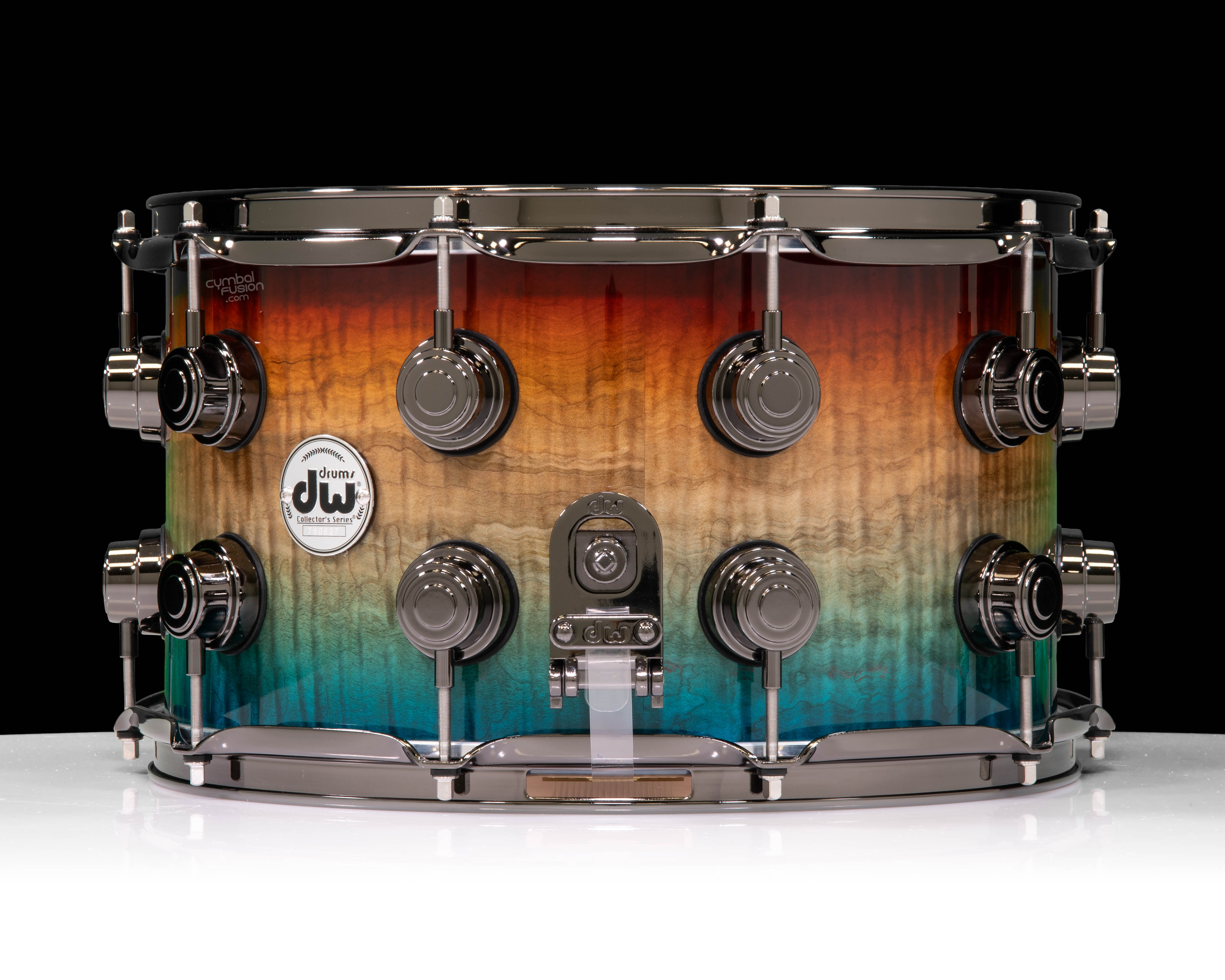 DW Collector's Series 8x14 Snare Drum - Heartwood Curly, Sunset to