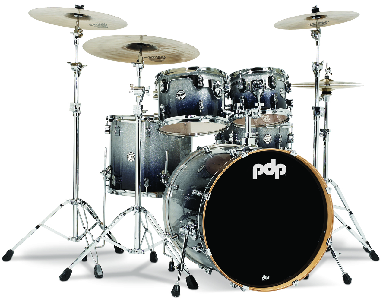 PDP Concept Maple Silver to Black Fade 5-Pc Drum Kit