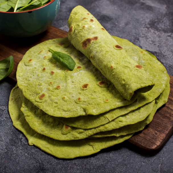 Spinach Tortilla Wraps 30cm (12") Image by SPICESontheWEB