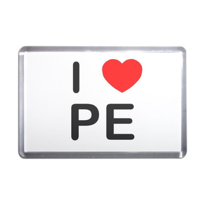 I Love PE - Plastic Fridge Magnet