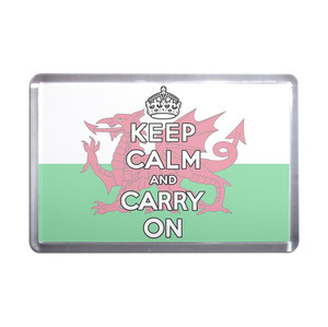 Wales Flag Keep Calm and Carry On - Plastic Fridge Magnet Wales Flag Keep Calm and Carry On - Plastic Fridge Magnet