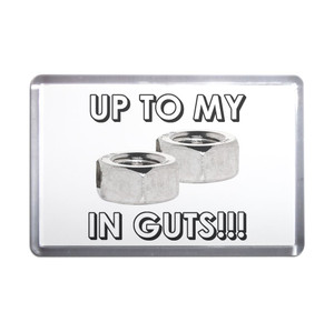 Up To My Nuts In Guts - Plastic Fridge Magnet