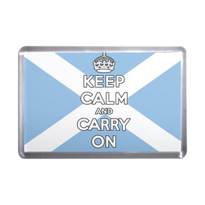 Scotland Flag Keep Calm and Carry On - Plastic Fridge Magnet