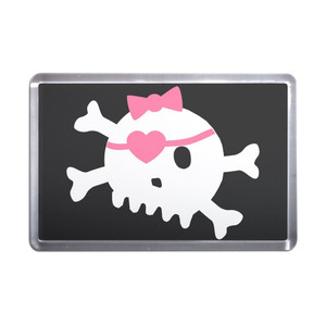 Black Skull with Bow - Plastic Fridge Magnet Black Skull with Bow - Plastic Fridge Magnet
