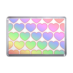 Rainbow Heart Pattern - Plastic Fridge Magnet