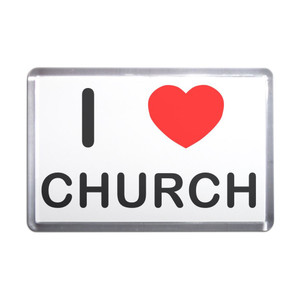 I love Church - Plastic Fridge Magnet