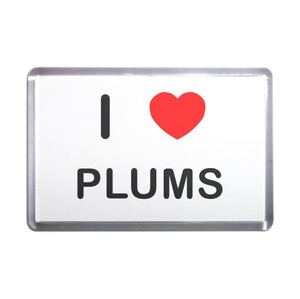 I Love Plums - Plastic Fridge Magnet