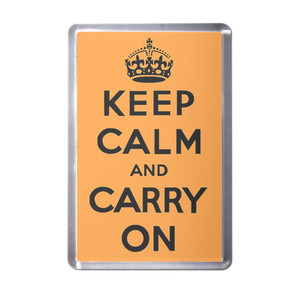 Orange Keep Calm and Carry On - Plastic Fridge Magnet Orange Keep Calm and Carry On - Plastic Fridge Magnet