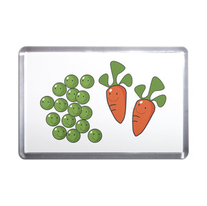 Peas and Carrots - Plastic Fridge Magnet