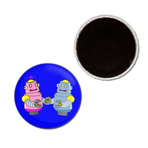Blue Robot Couple - Button Badge Fridge Magnet Blue Robot Couple - Button Badge Fridge Magnet