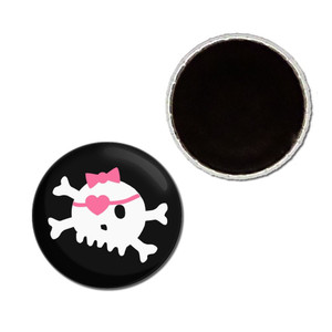 Black Skull with Bow - Button Badge Fridge Magnet Black Skull with Bow - Button Badge Fridge Magnet