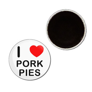 I Love Pork Pies - Button Badge Fridge Magnet I Love Pork Pies - Button Badge Fridge Magnet
