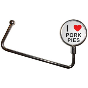 I Love Pork Pies - Handbag Table Hook Hanger I Love Pork Pies - Handbag Table Hook Hanger