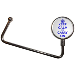 White Blue Keep Calm and Carry On - Handbag Table Hook Hanger White Blue Keep Calm and Carry On - Handbag Table Hook Hanger
