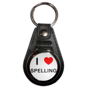 I love Spelling - Plastic Medallion Key Ring