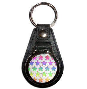 Rainbow Star Pattern - Plastic Medallion Key Ring Rainbow Star Pattern - Plastic Medallion Key Ring