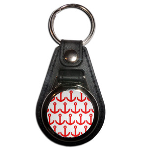 Anchor Red Pattern - Plastic Medallion Key Ring Anchor Red Pattern - Plastic Medallion Key Ring