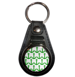 Anchor Green Pattern - Plastic Medallion Key Ring