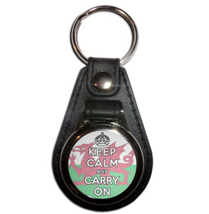 Wales Flag Keep Calm and Carry On - Plastic Medallion Key Ring Wales Flag Keep Calm and Carry On - Plastic Medallion Key Ring