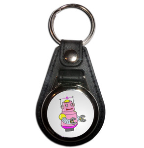 White Girl Robot - Plastic Medallion Key Ring White Girl Robot - Plastic Medallion Key Ring