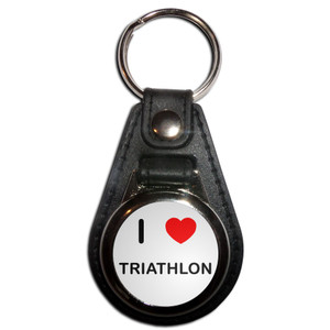 I Love Triathalon - Plastic Medallion Key Ring