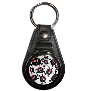 Skull Bow Pattern - Plastic Medallion Key Ring