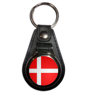 Denmark Flag - Plastic Medallion Key Ring