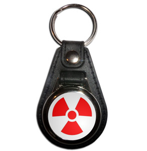 Red Nuclear Symbol - Plastic Medallion Key Ring Red Nuclear Symbol - Plastic Medallion Key Ring