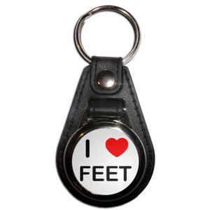I Love Feet - Plastic Medallion Key Ring