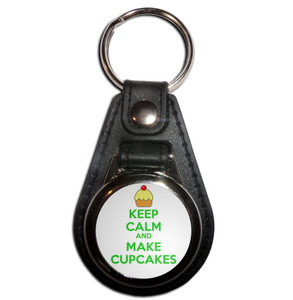 Keep Calm and Make Cupcakes - Plastic Medallion Key Ring