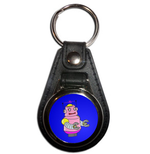 Blue Girl Robot - Plastic Medallion Key Ring