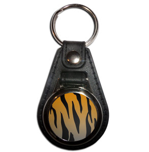 Tiger Print Pattern - Plastic Medallion Key Ring