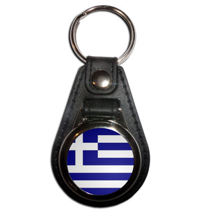 Greece Flag - Plastic Medallion Key Ring