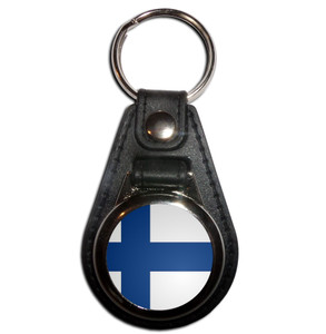 Finland Flag - Plastic Medallion Key Ring