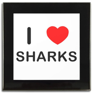 I Love Sharks - Square Glass Coaster