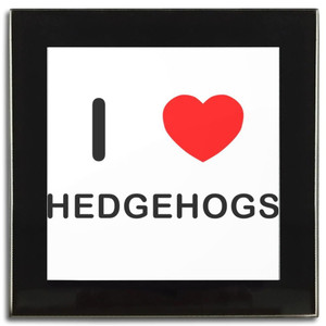 I Love Hedgehogs - Square Glass Coaster