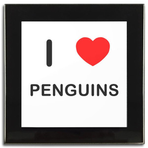 I Love Penguins - Square Glass Coaster
