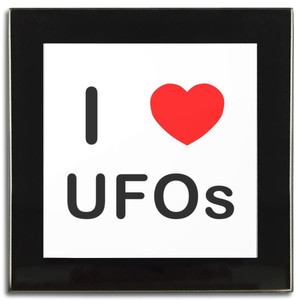 I Love Ufos - Square Glass Coaster
