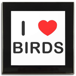 I Love Birds - Square Glass Coaster
