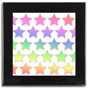 Rainbow Star Pattern - Square Glass Coaster