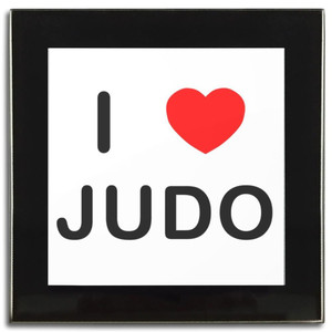 I Love Judo - Square Glass Coaster