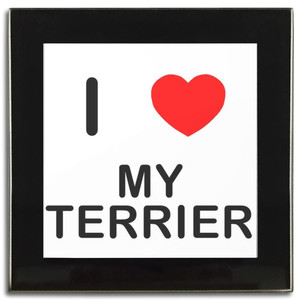 I Love My Terrier - Square Glass Coaster I Love My Terrier - Square Glass Coaster